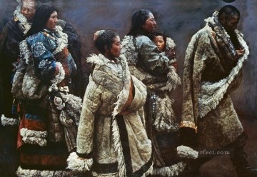 tibetano Painting - Viento de montaña 1994 Chen Yifei Tíbet